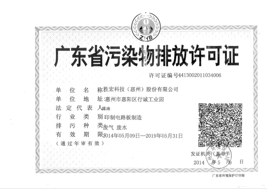 信息公开：bg视讯科技2015-2019年排污许可证